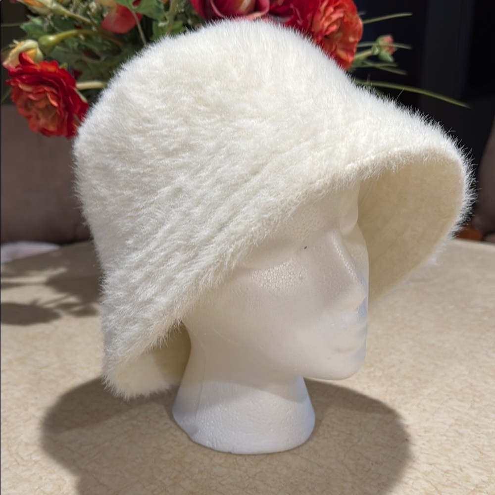 Urban Outfitters Fuzzy Cream Bucket Hat